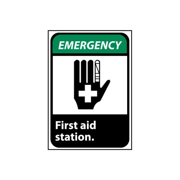 National Marker Co Emergency Sign 14x10 Rigid Plastic - First Aid Station EGA3RB - main